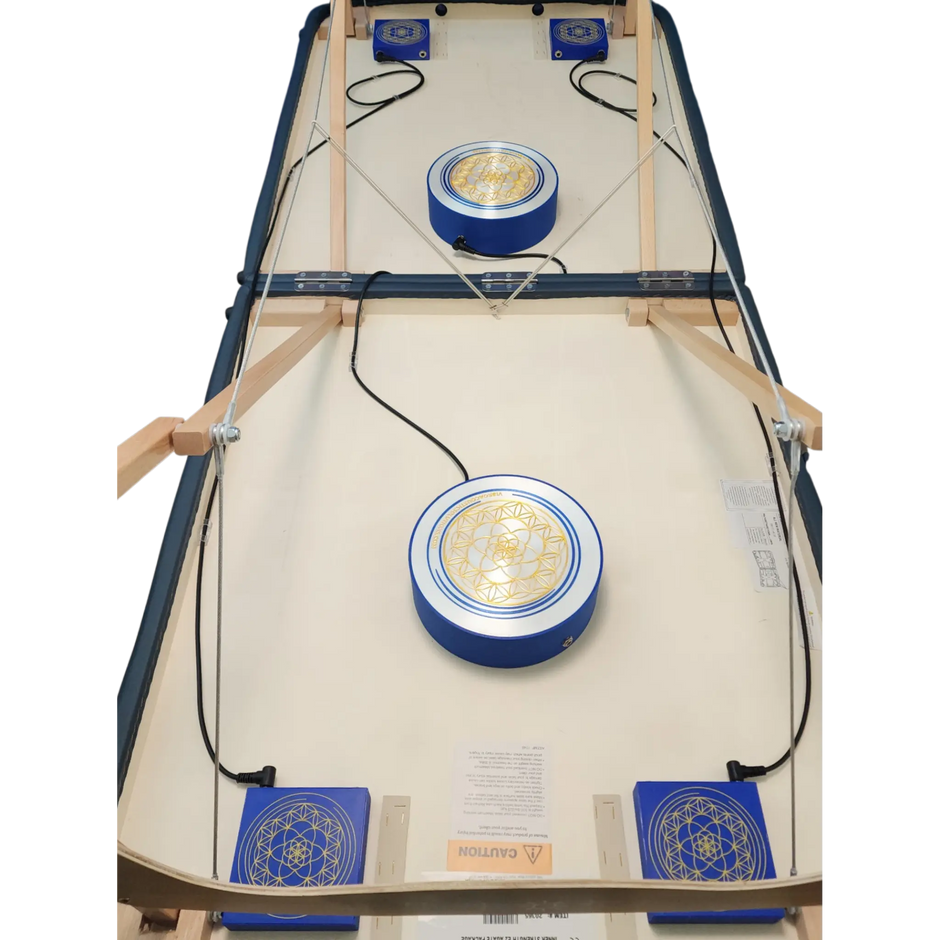 Vibroacoustic Bed: Deluxe System for Vibroacoustic Therapy 6 Transducers attached to massage table